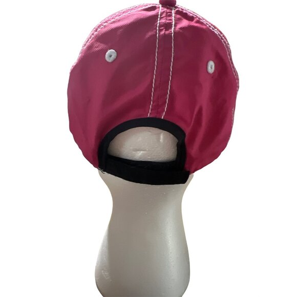 Pink Baseball Cap With White Stitching & Black Trim Adjustable Strapback Closure - Picture 6 of 9